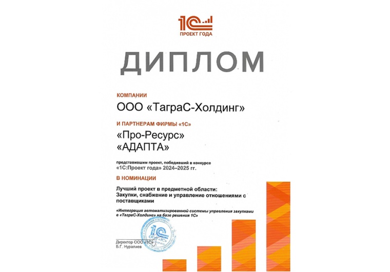Победили в конкурсе 1С:Проект года